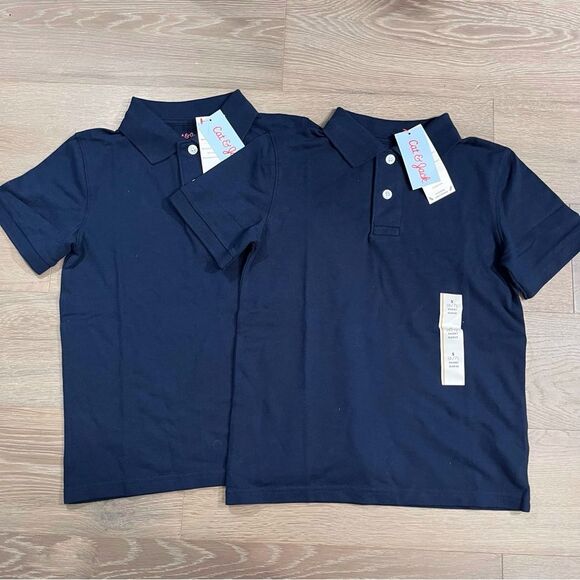 Cat & Jack Boys Navy Blue Short Sleeve School Uniform Polo Shirts S 6/7 - Picture 1 of 6